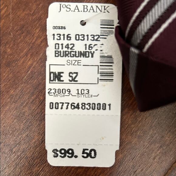 Jos. A. Bank 100% Silk Burgundy and Silver Striped Tie, New with Tags - Picture 11 of 11